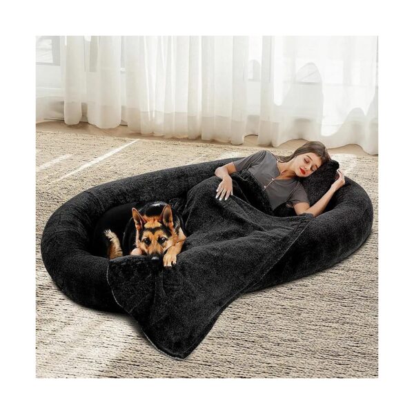 Large Plush Memory Foam Human Size Dog Bed for Adults and Pets