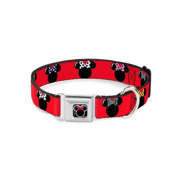 Large Polyester Dog Collar with Red Black Polka Dot Minnie Mouse Silhouette 1 Wide