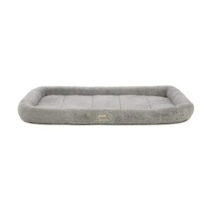 Large Quilted Crate Bolstered Mat Dog Bed with Soft Plush Lining for High-Loft Support