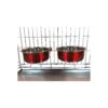 Large Red Dog Bowls for Crates and Pens, Stainless Steel, 2 Litre