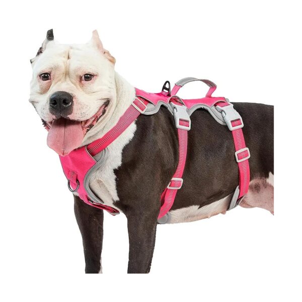 Large Rose Red Escape Proof Dog Harness with Reflective Strips for Safe Walking