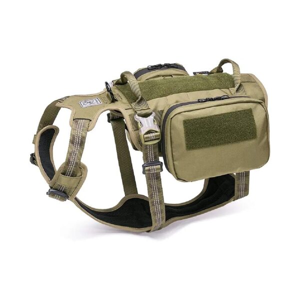 Large Size Army Green Tactical Dog Vest with Reflective Stripes and Backpack