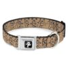 Large Size Dog Collar with Dancing Bears Tan Black Patent Buckle Closure Polyester