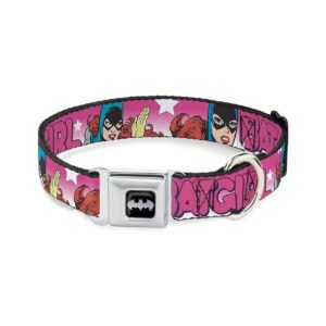 Large Size Dog Collar with Pink White BATGIRL Print and Bubble Letters