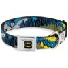 Large Size Dog Collar with Seatbelt Buckle Closure and Batman Design