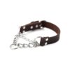 Large Size Leather Martingale Dog Collar with Stainless Steel Chain and Cinch Training