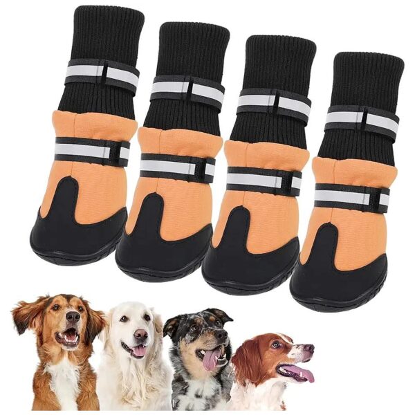 Large Size Reflective Dog Shoes with Triangular Buffer for Comfort and Safety on Trails