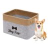 Large Soft Felt Storage Bin for Pet Toys, Blankets, and Food, Light Gray/Khaki Finish