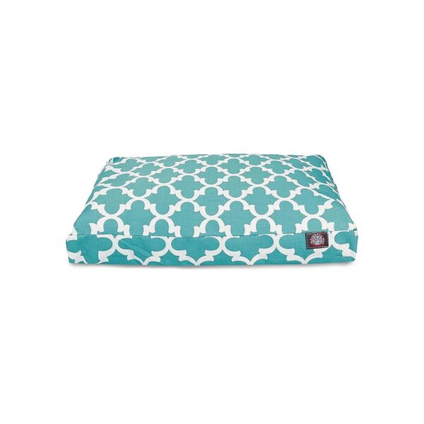 Large Teal Trellis Indoor Outdoor Dog Bed with Removable Washable Polyester Cover