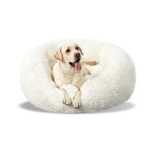 Large Washable Dog Round Bed with Comforting Calming Comfy Design