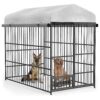 Large Waterproof Outdoor Dog Kennel with Rotating Feeding Door and Secure Lock