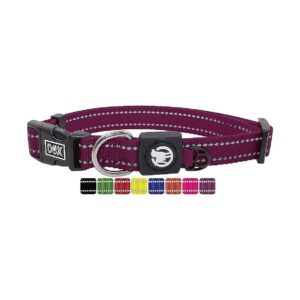 Large Wide Purple Reflective Nylon Adjustable Dog Collars for Small Medium Large Dogs