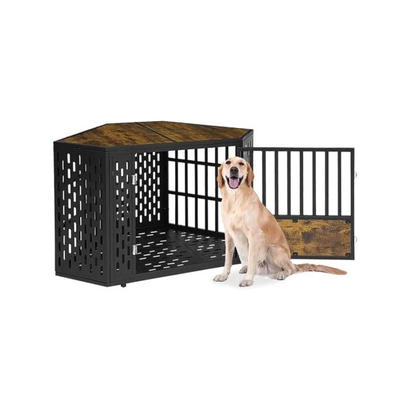 Large Wooden Dog Crate Furniture as End Table for Indoor Living Room Bedroom and Office