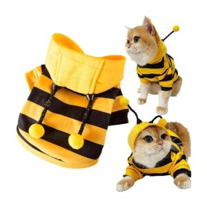 Large Yellow Bee Hoodie for Small Dogs and Cats Halloween Party Costume