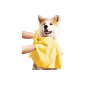 Large Yellow Dog Drying Towel for Cats and Dogs with Super Absorbent Microfiber Material