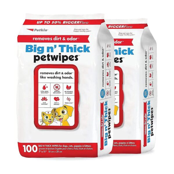 Large and Convenient Pet Wipes for Dogs and Cats, 200 Count, Multiple Uses