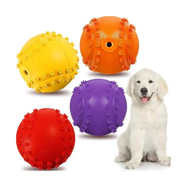 Large and Small Dog Safe Rubber Squeaky Interactive Chew Toy Ball for Outdoor Play