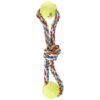 Lasting 15 Inch Figure 8 Rope Toy with 2 Tennis Balls for Tugging