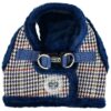 Lasting Blue Checkered Pattern Dog Harness with Buckle and Straps