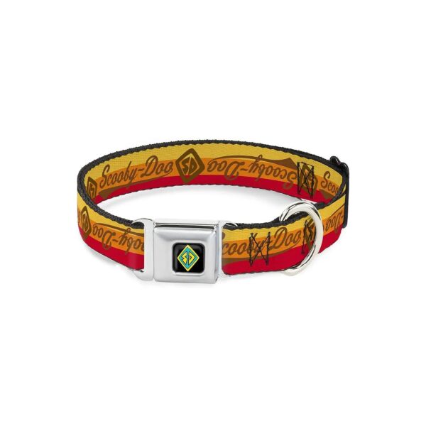 Lasting Dog Collar with Scooby Doo Script and Seatbelt Buckle 9-15 Inch