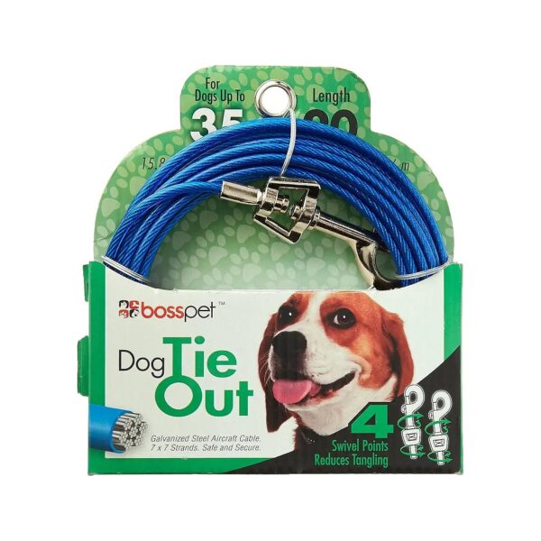 Lasting Tie-Out Cable for Medium to Large Dogs with Vinyl Coated Steel