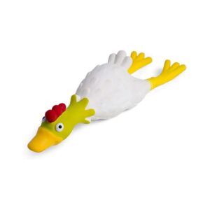 Latex Chicken Squeak Dog Toy Large Size with Angled Feathers