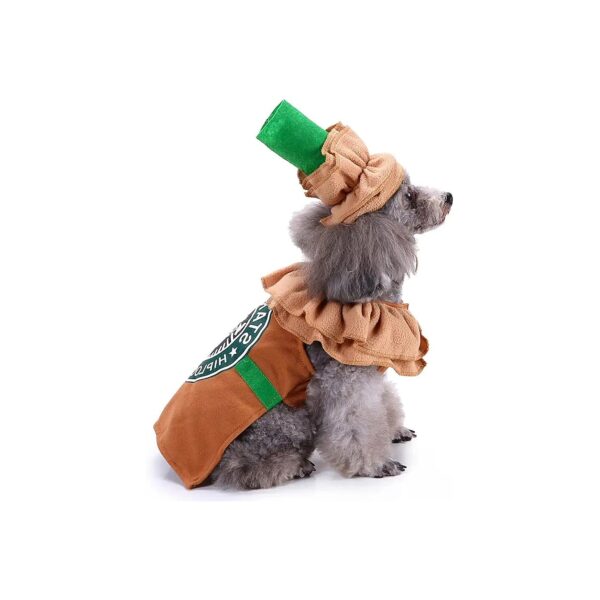 Latte Dog Costume with Whipped Cream Hat for Fall Festivities