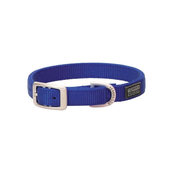 Layer Nylon Dog Collar with Heat-Sealed Buckle Holes in Dark Blue