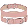 Leather Dog Collar for Small Medium Large Dogs with Waterproof and Breathable Fabric