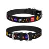 Leather Dog Collar with NASA Design and Metal Buckle for All Size Dogs