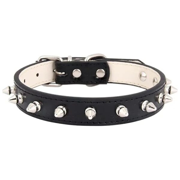 Leather Dog Collars with Punk Spikes and Studs for Medium and Small Dogs