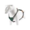 Leather Dog Harness with 2 Leash Rings and Easy Control Handle for Medium Green Dogs