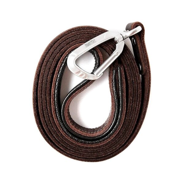 Leather Dog Leash for Large Dogs with Padded Handle and D-Ring for Waste Bags