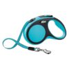 Leather Dog Leash with Soft Grip and Adjustable Strap in Blue