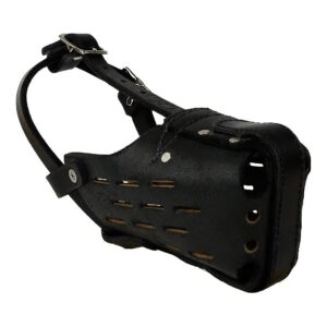 Leather Dog Muzzle for Medium to Large Breeds Protects Mouth and Nose