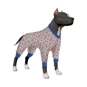 Leg Cuffs and Contrast Neckline Dog Jumper for Large Dogs with Rose Flowers Prints