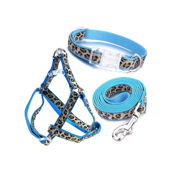 Leopard Print Dog Accessories Collar Harness and Leash for Walking