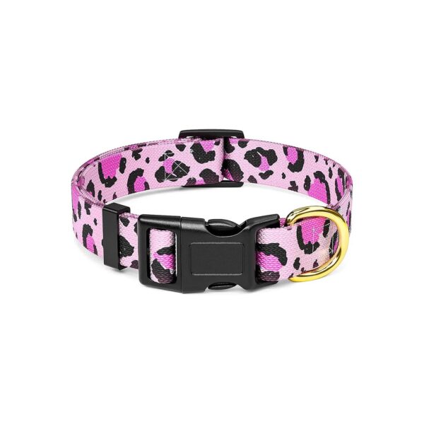 Leopard Print Dog Collar Soft Nylon Pet Collar with Quick Release Buckle for Large Dogs