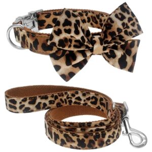 Leopard Print Dog Collar with Adjustable Slider and Buckle for Small Medium Large Dogs