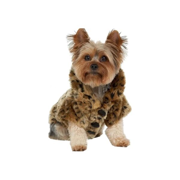 Leopard Print Faux Fur Dog Sweater Coat for Small Dogs Puppy Chihuahua Yorkie Pomeranian