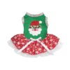 Leopard Santa Face Dog Dress for Small Breeds with Snowflake Pattern