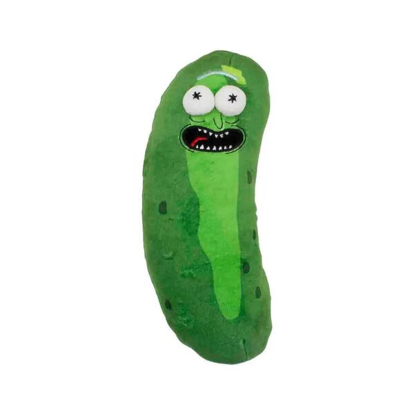 Licensed Plush Squeaker Dog Toy featuring Rick and Morty Pickle Rick Green Characters