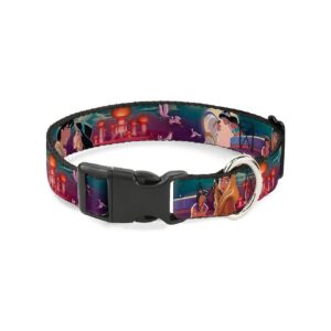 Licensed Polyester Dog Collar with Aladdin & Jasmine Scenes Designs and Large Size Option