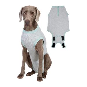 Licking Boy Dog Onesies Recovery Suit for Male Female Spay Neuter After Surgery Grey XS