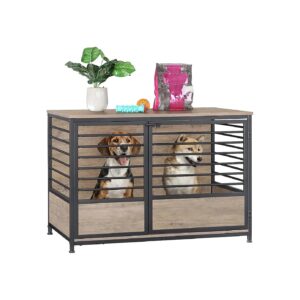 Light Oak Finish Dog Crate Furniture for Medium to Large Breed Dogs