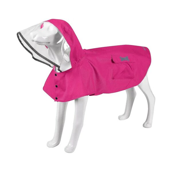 Light Pink Waterproof Dog Raincoat Medium Adjustable Reflective Rain Clothes Poncho Hood