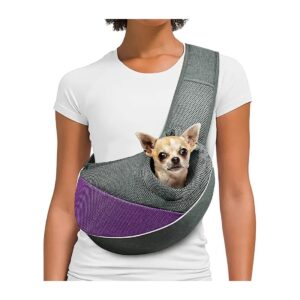 Light Purple and Grey Pet Carrier with Adjustable Strap and Storage Pocket for On-The-Go