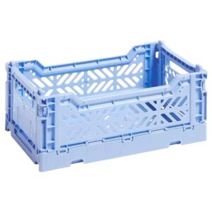 Lightblue Plastic Colour Crate Box with Ventilated Design for Storage and Organization