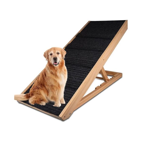 Lightweight Adjustable Wooden Dog Ramp for Bed Cars and Couches Up to 120 Lbs