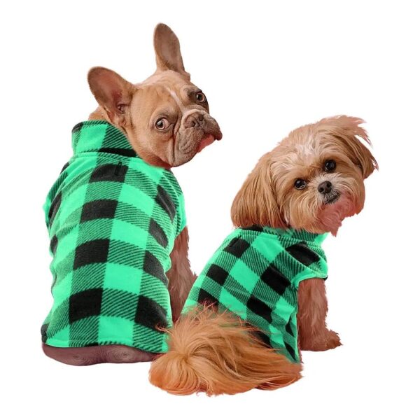 Lightweight Dog Coat for Small Medium Dogs in Green Black Plaid